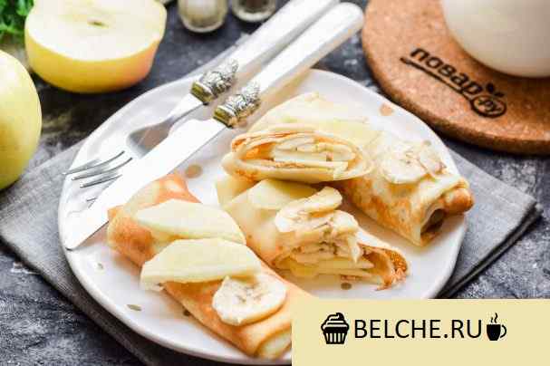 Блинчики с яблоком и бананом - пошаговый рецепт с фото