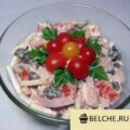 salat s kolbasoj i gribami poshagovyj recept s foto
